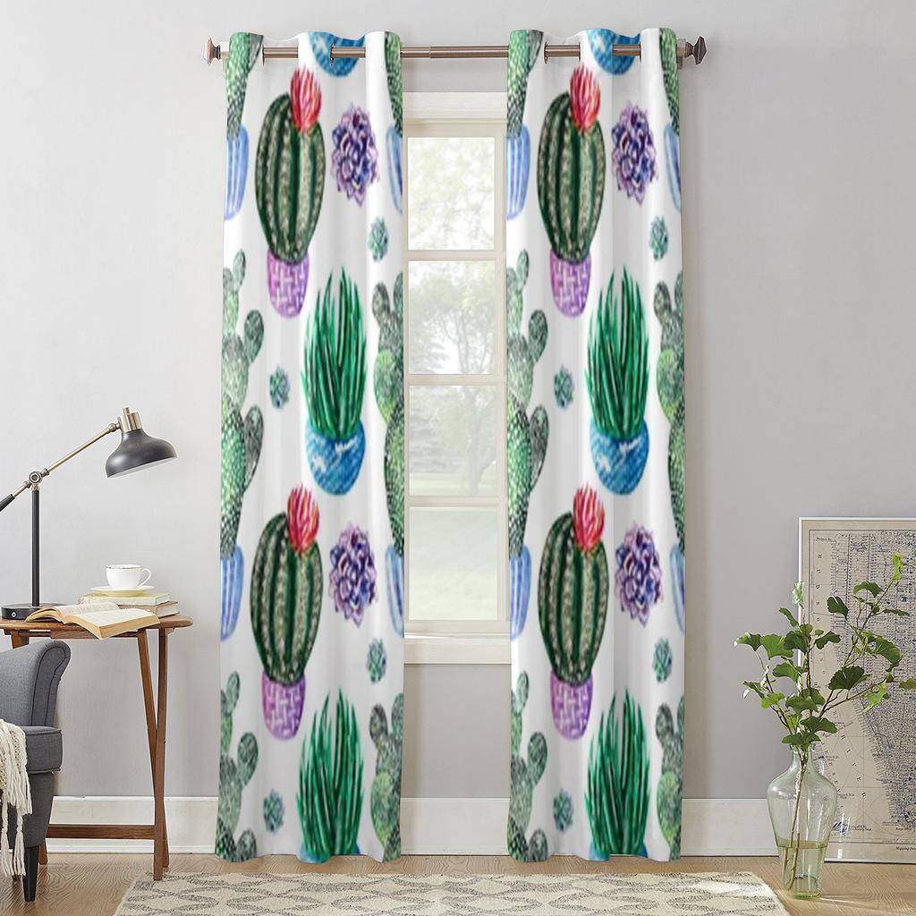 Carini Cactus ad Acquerello in Vaso Tende da Finestra per Soggiorno Lussuoso Arredamento Camera da Letto Tendaggi Trattamenti per Finestre da Cucina Tende