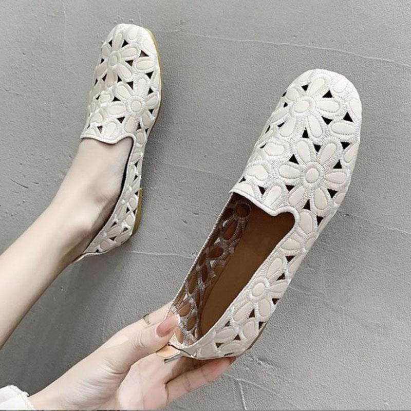 

Женские туфли на плоской подошве, слипоны, складные туфли на плоской подошве для женщин, квадратный носок, одинарные туфли, ажурная модная повседневная женская обувь для вечеринок