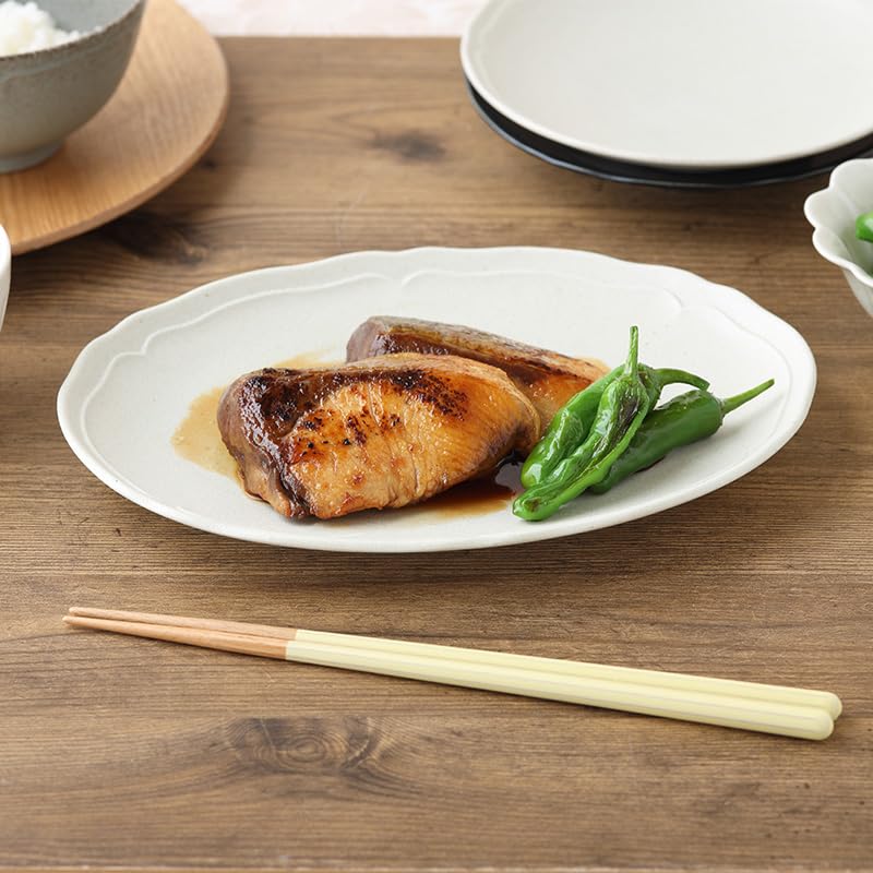 EAST Table RINKA Oval Made In Microwave and Dishwasher Plate, 23.5cm, Lightweight, Gray, Japan, Safe, 86-011-02