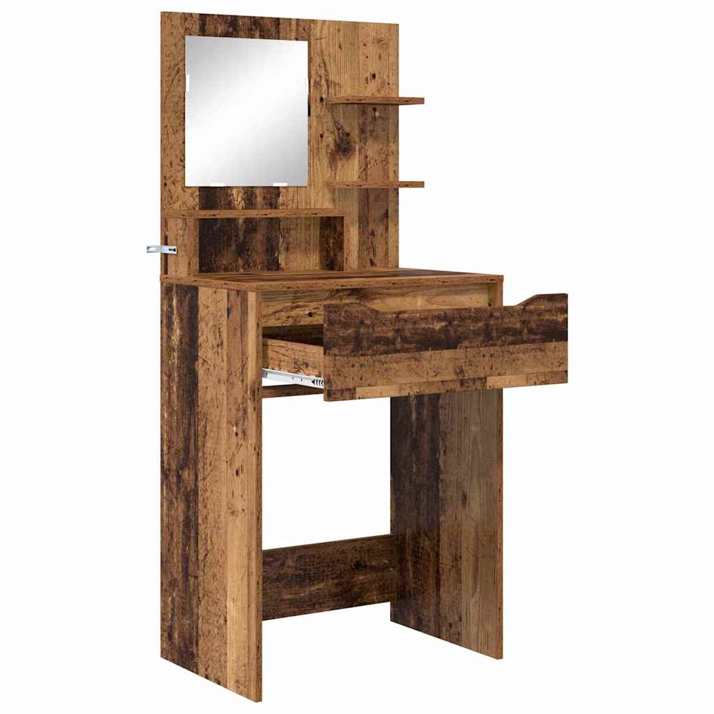 Bedroom Dressing Table with Shelf Reclaimed Wood Look 31.5 x 15.6 x 53.1 in (80 x 39.6 x 135 cm)