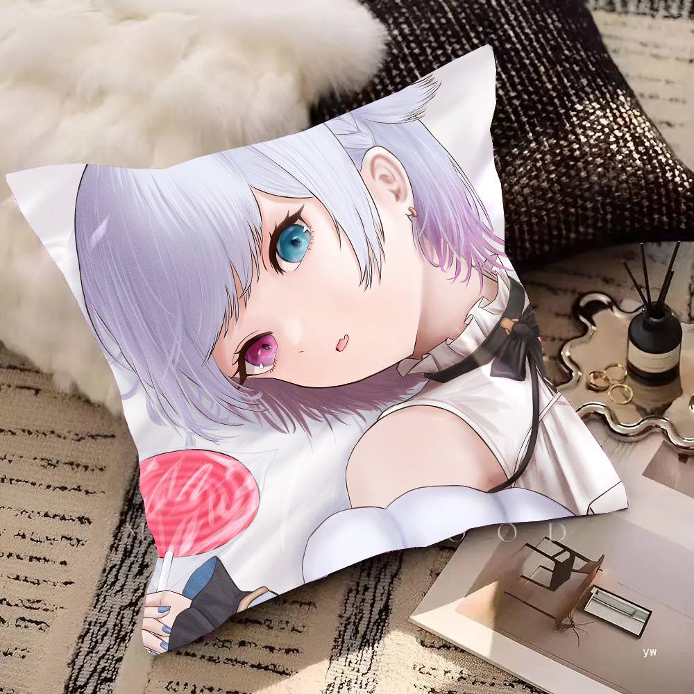 Amemiya Nazuna Anime V-VShojo Pillow Case Fashion Square Pillowcase Bedroom Sofa Room Ins Decoration Leisure