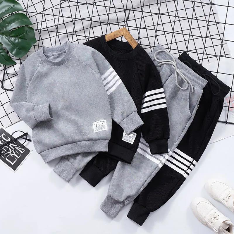 Korean Style Autumn Two-Piece Sportswear Set for Boys & Girls
