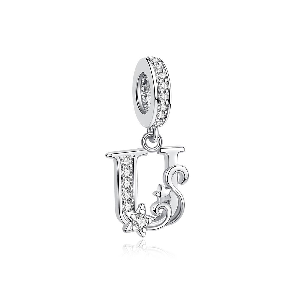 2025 New Original 925 Sterling Copper Charms Star 26 Letters Pendant Beads Fit Brand Bracelets Necklaces For Women DIY Zircon