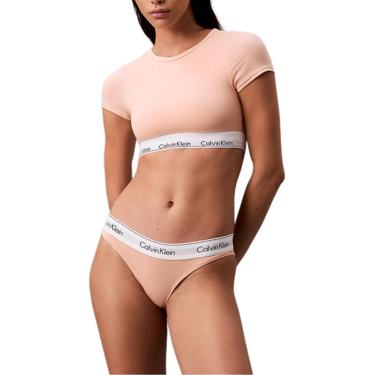 

Calvin Klein Повседневный короткий мягкий бюстгальтер-футболка с круглым вырезом Женские бюстгальтеры QF7213-5KD S