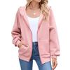 European and American-style Women's Solid Color Zip-up Long-sleeve Hooded Sweatshirt/jacket for Fall and Winter