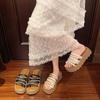 Fashion tribal rhinestone slippers women's summer wear 2025 new fairy style with skirt one-word open-toe sandals