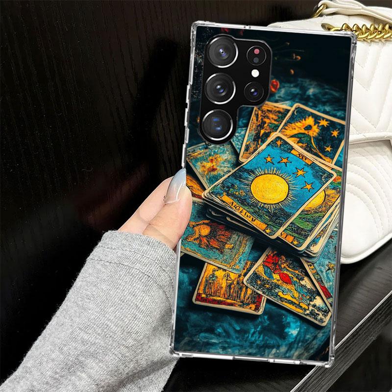 Witch Tarot Card Case for Samsung Galaxy S25 S24 S23 S22 Ultra Soft Phone Cover S25 Edge S21 Plus S20 FE S10 + Black Cover