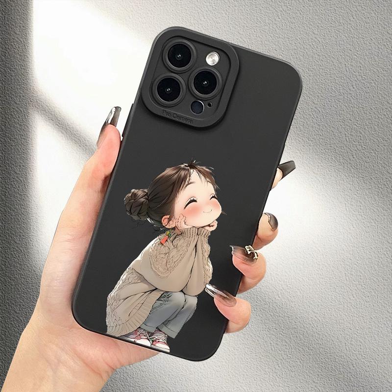 Pure Girl Pattern Phone Case Suitable for iPhone 17 16 15 14 13 12 11 Pro/Max/Plus Anti Drop and Anti Shock iPhone 15 PLUS