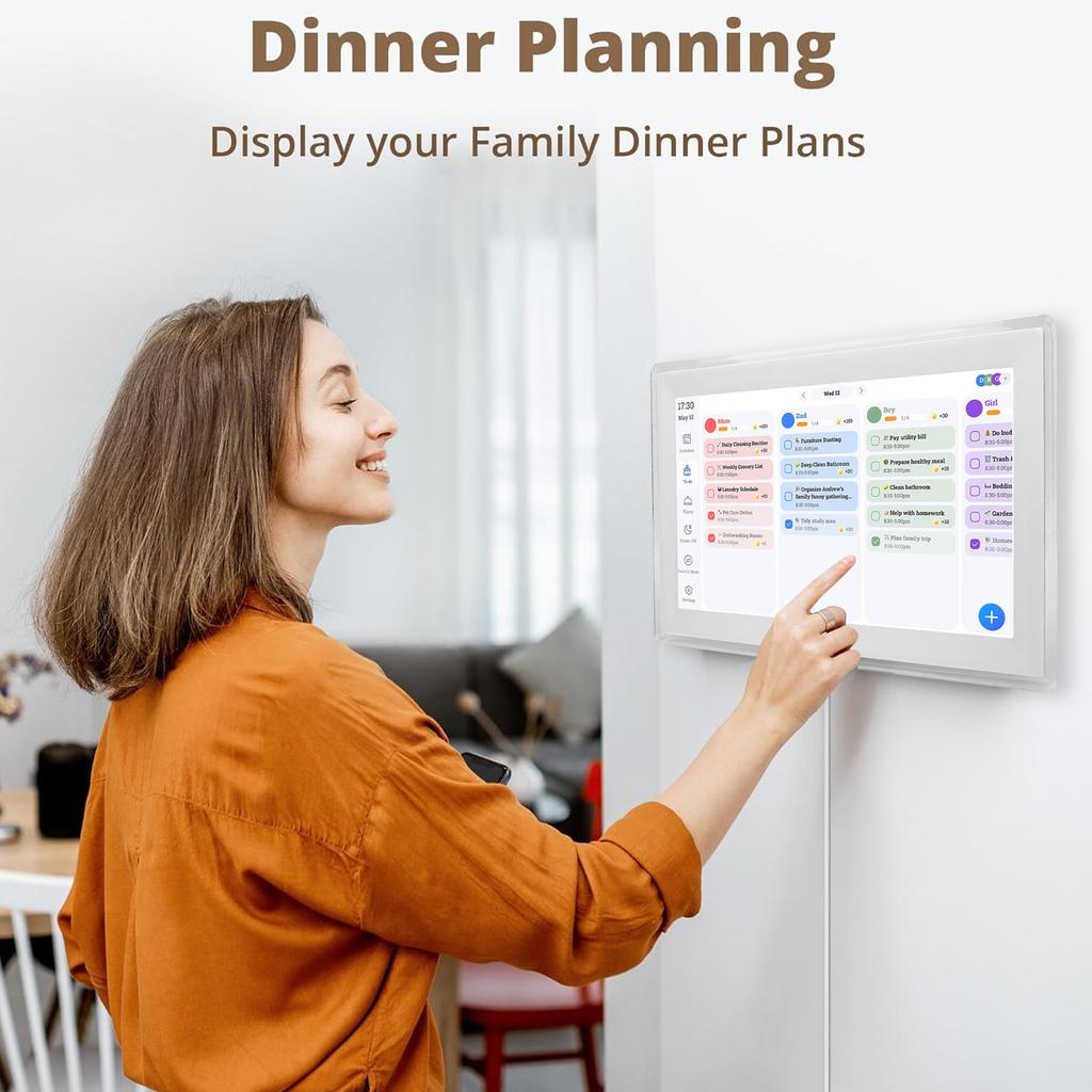 15.6 Inch WiFi Digital Calendar 1080P HD Interactive Touchscreen Wall Planner App Control 32GB Storage for Family Schedules AU Plug