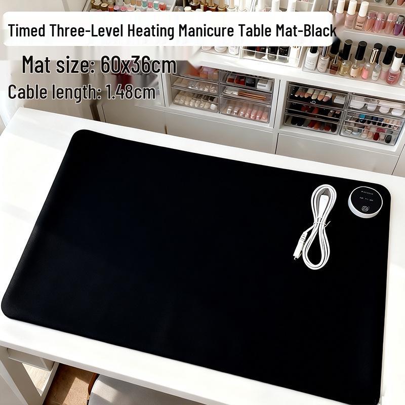 Nail Art Heated Desk Mat with Timer | Three-Speed Warm Mouse Pad for Office & Study
