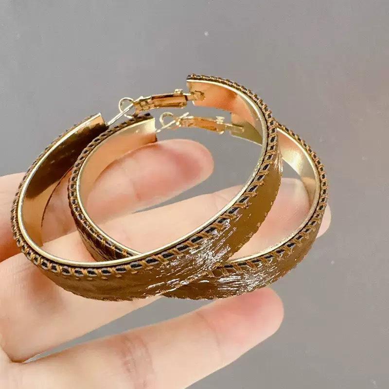 Круглые серьги из кожи высокого класса: Универсальные, Модные Серьги-Кольца для Женщин коричневый