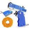 Kids Cool Mini Folding Rubber Launcher Toy with 60 Rubber Bands, Portable Toy for Outdoor Activities,  Keychain Gift