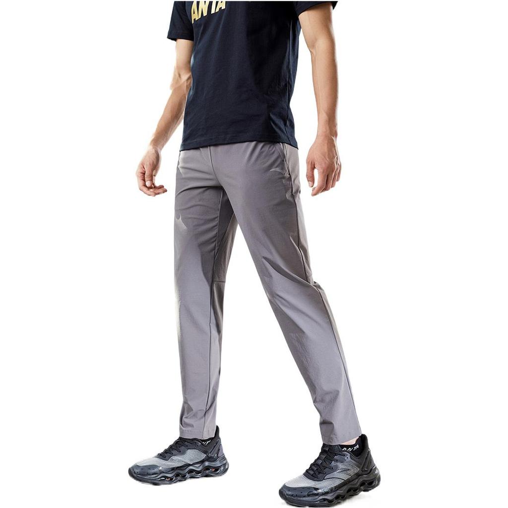 Anta Solid Color Logo Straight-Leg Casual Pants Men Bottoms Gray 152227530-1