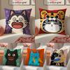 Surprised Cat Funny Party Pattern Pillow Case DoubleSided Plush Sofa Cushion Covers Organic Breathable Invisible Zipper