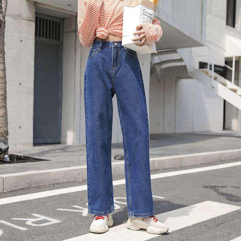 

Autumn Retro High-Waisted Loose Wide-Leg Slimming Dad Jeans for Women Large темно-синий