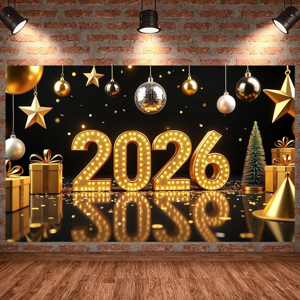 New Year Decor Lightweight Material Party Decoration Event Backdrop Decorative Design 2026 Celebration Banner For New Year Party