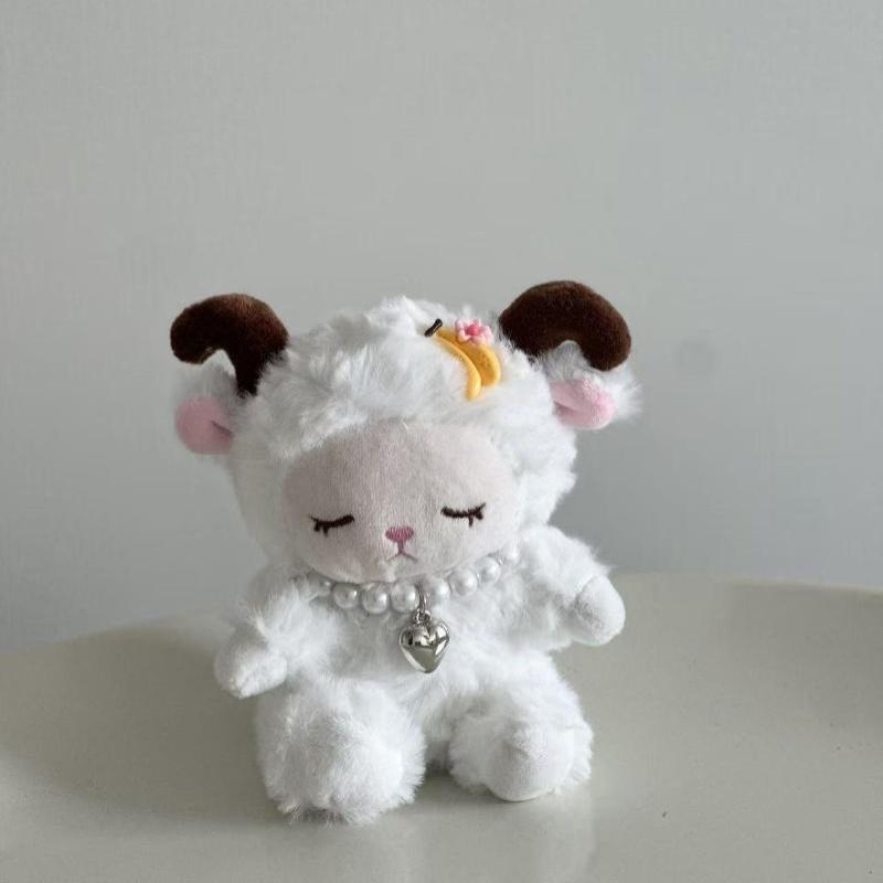 Pp Cotton Plush Keychain Fluffy Soft Cartoon Animal Design Sheep Doll Bag Charms Small Gifts