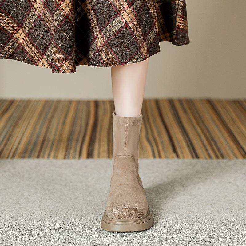 Small Size 32-40 Martin Boots for Women Short Boots for Women Suede Boots for Women Autumn and Winter Style Slim Long Socks Boots