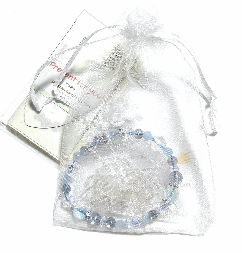 [Malline] Premium Natural Stone Power Stone Bracelet - Blue Topaz, Cosmo Aura, Aquamarine - Inner Circumference: Approx. 16.5-17cm - Women's M-L,
