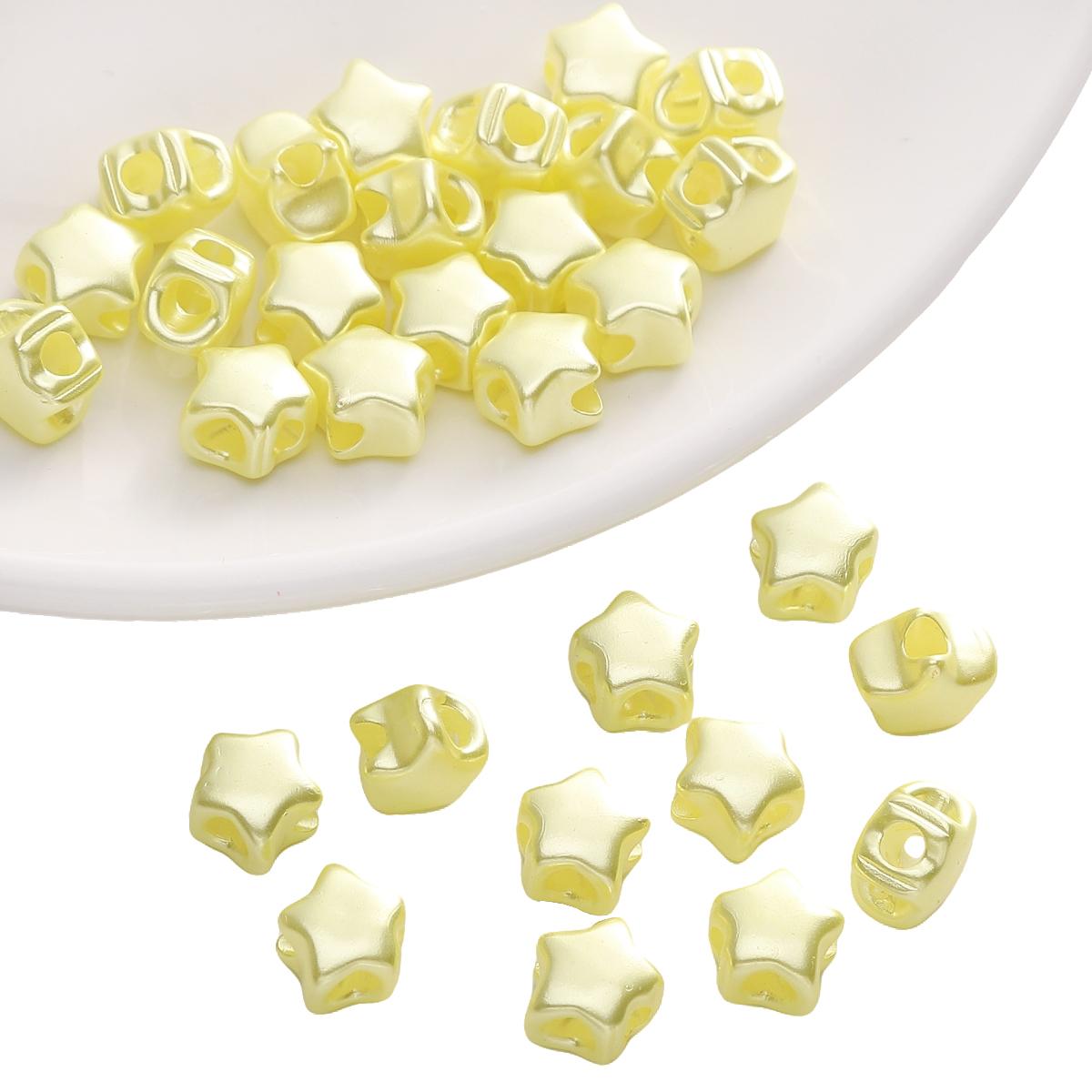 

Acrylic Pearl Five-star Four-way Beads For DIY Necklace Bracelet Earrings Jewelry Making Craft Accessories 9x8mm 10pcs жёлтый