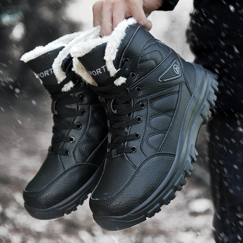 Men's Padded Cold Warm Anti-fatigue Thickened Footbed Soft Elastic Comfortable Waterproof Shock Absorption Non-slip Leisure Snow Boots Cotton Shoes