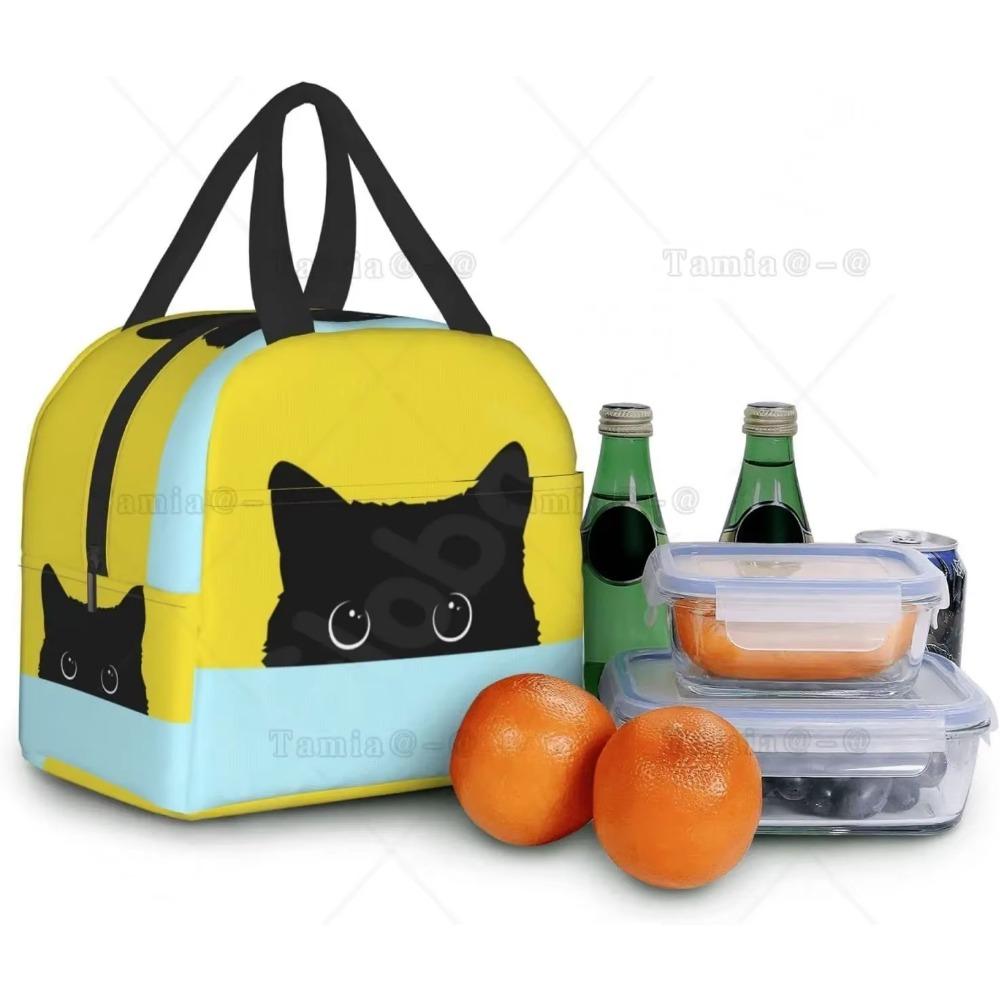 Cat Insulated Lunch Bag Reusable Cooler Thermal Tote Bag with Front Pocket for Women Men Travel Work Hiking Picnic Lunch Box