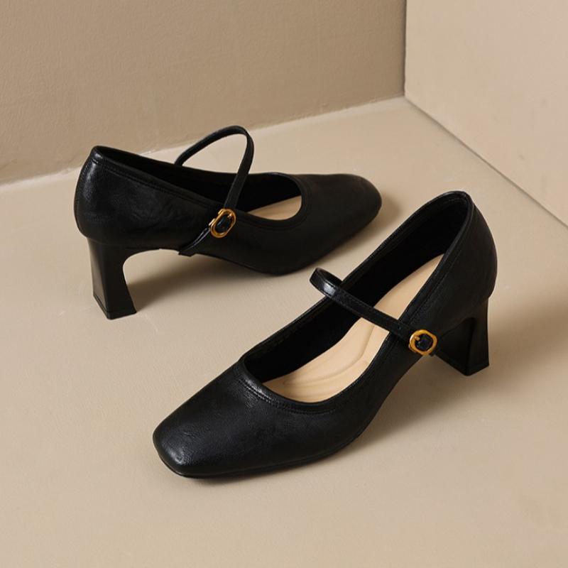 Scarpe Mary Jane Donna con Tacco Spesso Stile Streetwear Scarpe da Lavoro Basse Essenziali Scarpe con Tacco Quadrato Eleganti da Donna per Feste