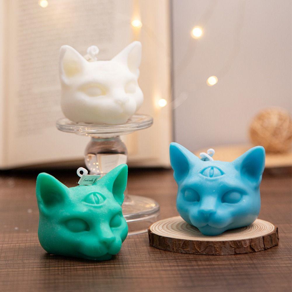 

Silicone Three-eyes Cat Mold Soap Mould Candle Mould Aromatherapy Candles Home Decoration