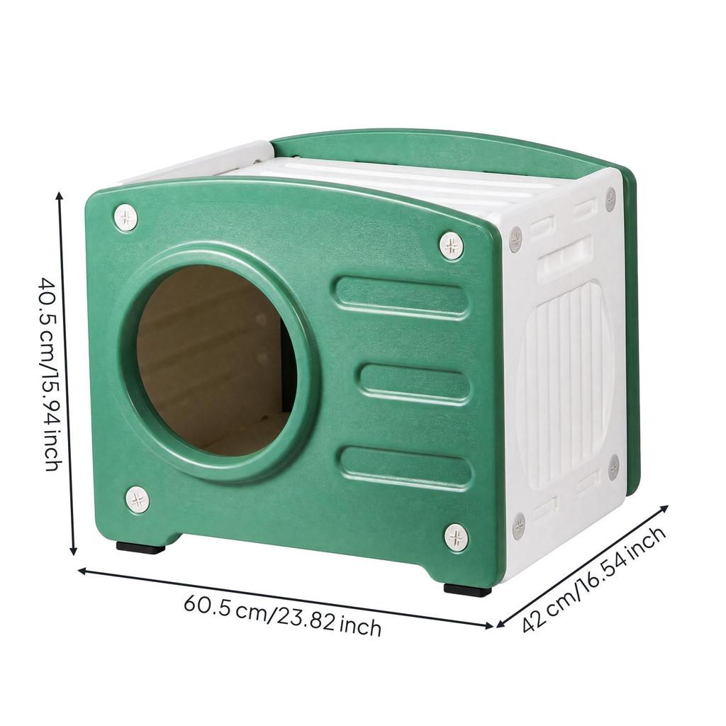 Enclosed Plastic Cat Shelter Sturdy Small Dog House Cozy for Balcony