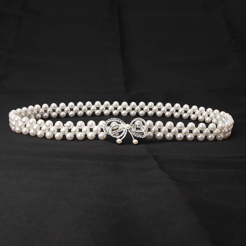 Elegant Pearl Waist Belt For Women With Rhinestones And Adjustable Fit For Summer Casual Wear