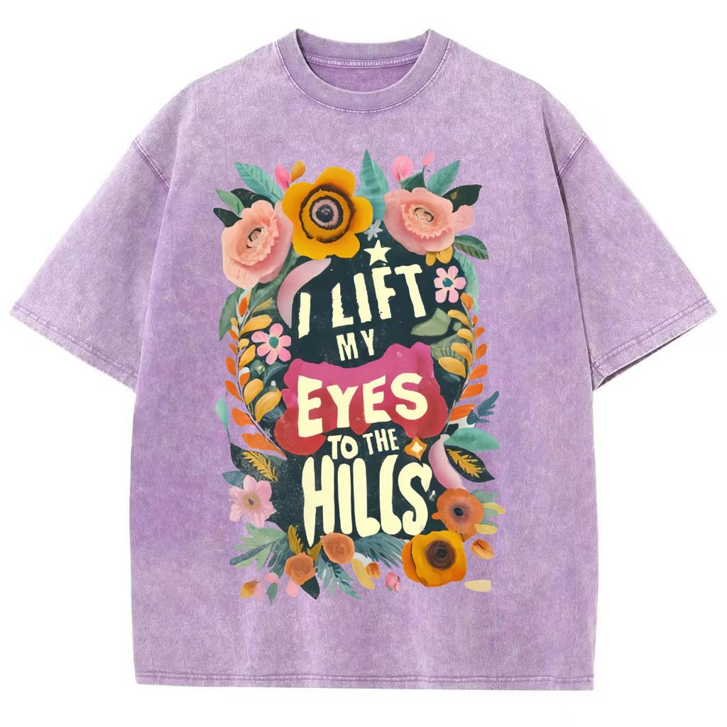 Cartoon Beautiful Flower Print Ladies T-Shirt Loose Oversized Wash Short Sleeve Vintage Fashion Design Top Summer