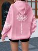 Women Loose Hooded Sweatshirt Lotus Flower Kindness Quote Graphic Print Soft Warm Spiritual Street Daily Casual Hoodie