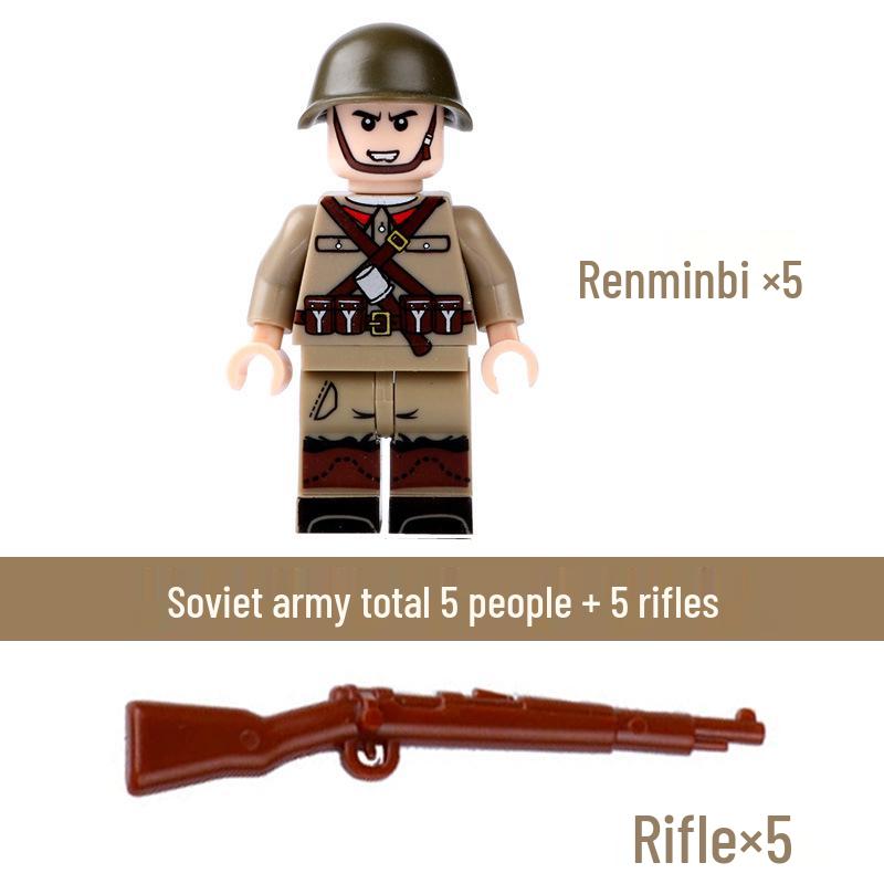 Compatible Lego WWII Military Minifigures: US Army Soldiers with Weapons - Educational Assembly Toys for Boys