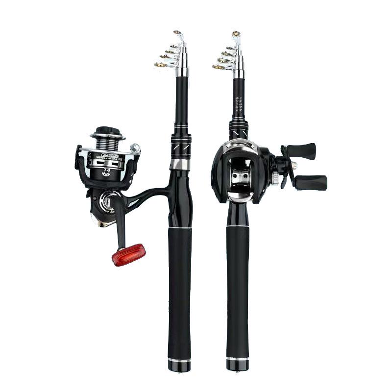 Portable Carbon Fiber Telescopic Mini Lure Rod & Baitcasting Reel Set for Long Cast