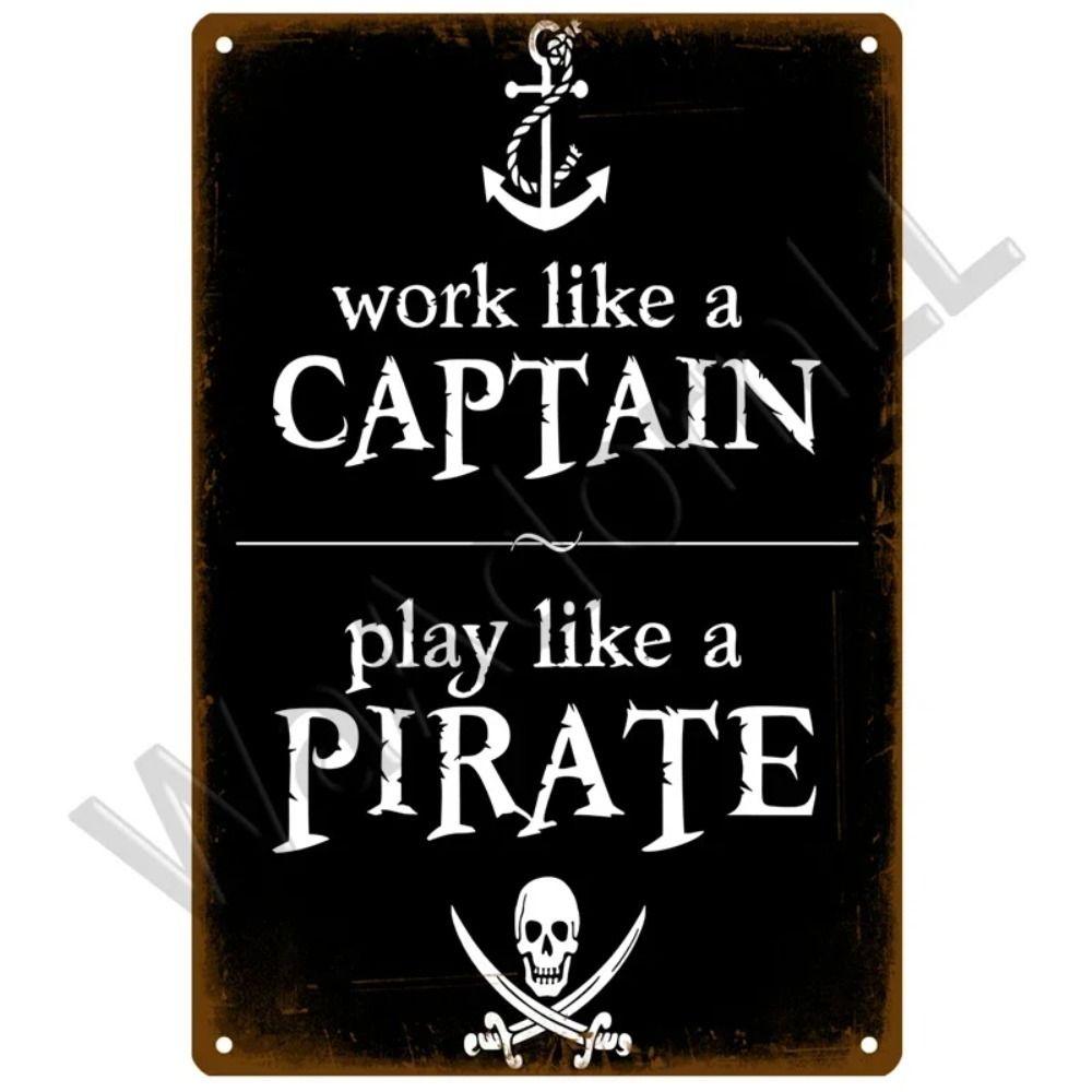 Vintage Ocean Pirate Iron Sign Metal Tin Plate Poster Art for Home Bar Man Cave Garage Club Decor