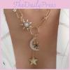 Star Constellation Necklace For Women With Moon And Star Pendant In Zinc Alloy For Elegant Daily Wear
