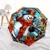 1pc Snowman Pattern Automatic Opening/Closing Folding Umbrella with 50 Ribs, Plastic Handle, Windproof Portable Sunshade Umbrella Halloween