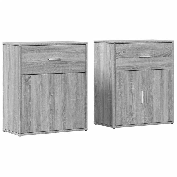 VidaXL Buffets 2 pcs sonoma gris 60x31x70 cm bois d'ingénierie, armoire de rangement, meuble d'entrée, meuble d'appoint 3276551