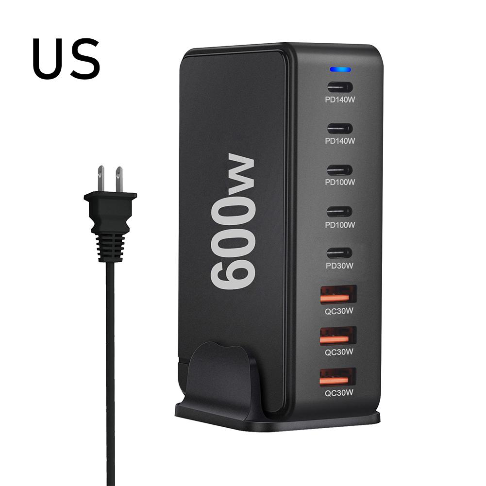 600W GaN Charger 8Port USB Type C Desktop Fast Charging Station US/UK/EU/AU Plug Adapter For  IPad Laptop