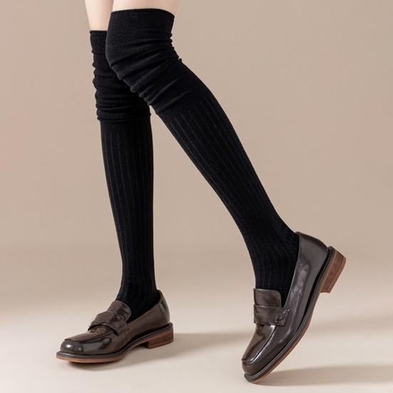 Women Slouchy Over-the-knee Socks Soft Cotton Stretch Thigh High Socks Ribbed Scrunch Tall Boot Socks for Girls