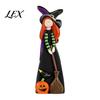 Fall Home Party Accents Halloween Witch Table Decoration, Cute Wooden Centerpiece, Farmhouse Autumn Vintage Style Crafts Ornament with Broomstick