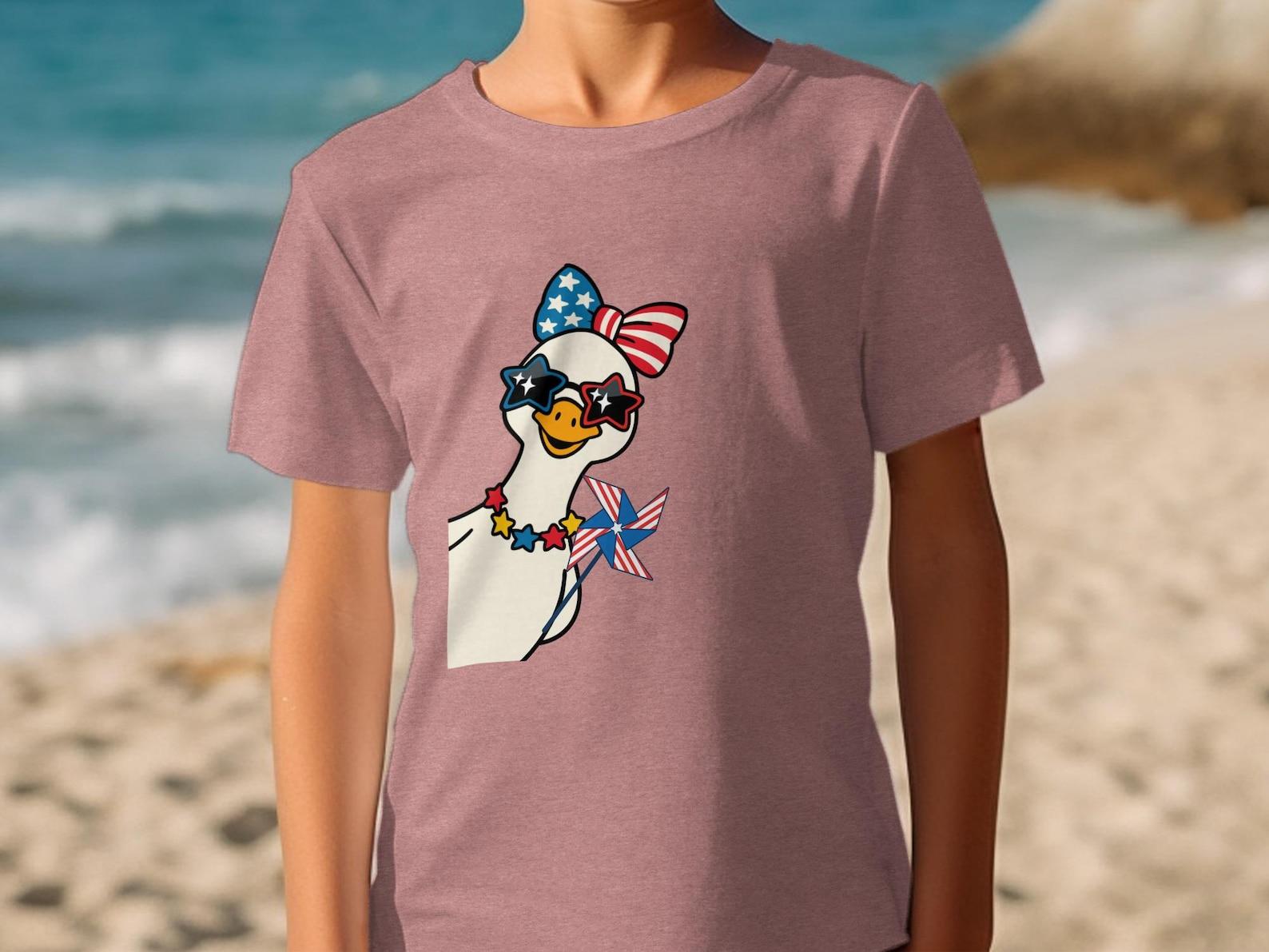Patriotic Goose T-Shirt, 4th of July Americana Tee, Red White Blue Outfit 2XL