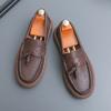Men's Leather Loafers Massage Soles Korean Style Trendy Men's Work Business Shoes Flat Bottom Commuting Leisure Shoes Versatile
