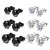 2 ks Horké minimalistické krystalové zirkonové náušnice pro ženy/muže Design se 6 drápky Módní náušnice Stříbrná černá barva Šperky