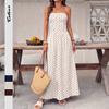 Retro Temperament Polka Dot Strapless Dress Elegant Spring Summer Dress Long Skirt for Women
