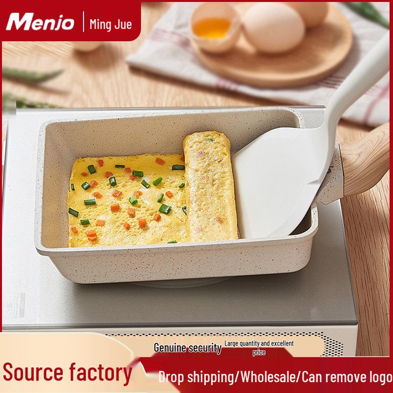 Mingjue Non-stick Japanese Atsuyaki Tamagoyaki Square Frying Pan with Maifan Stone for Eggs
