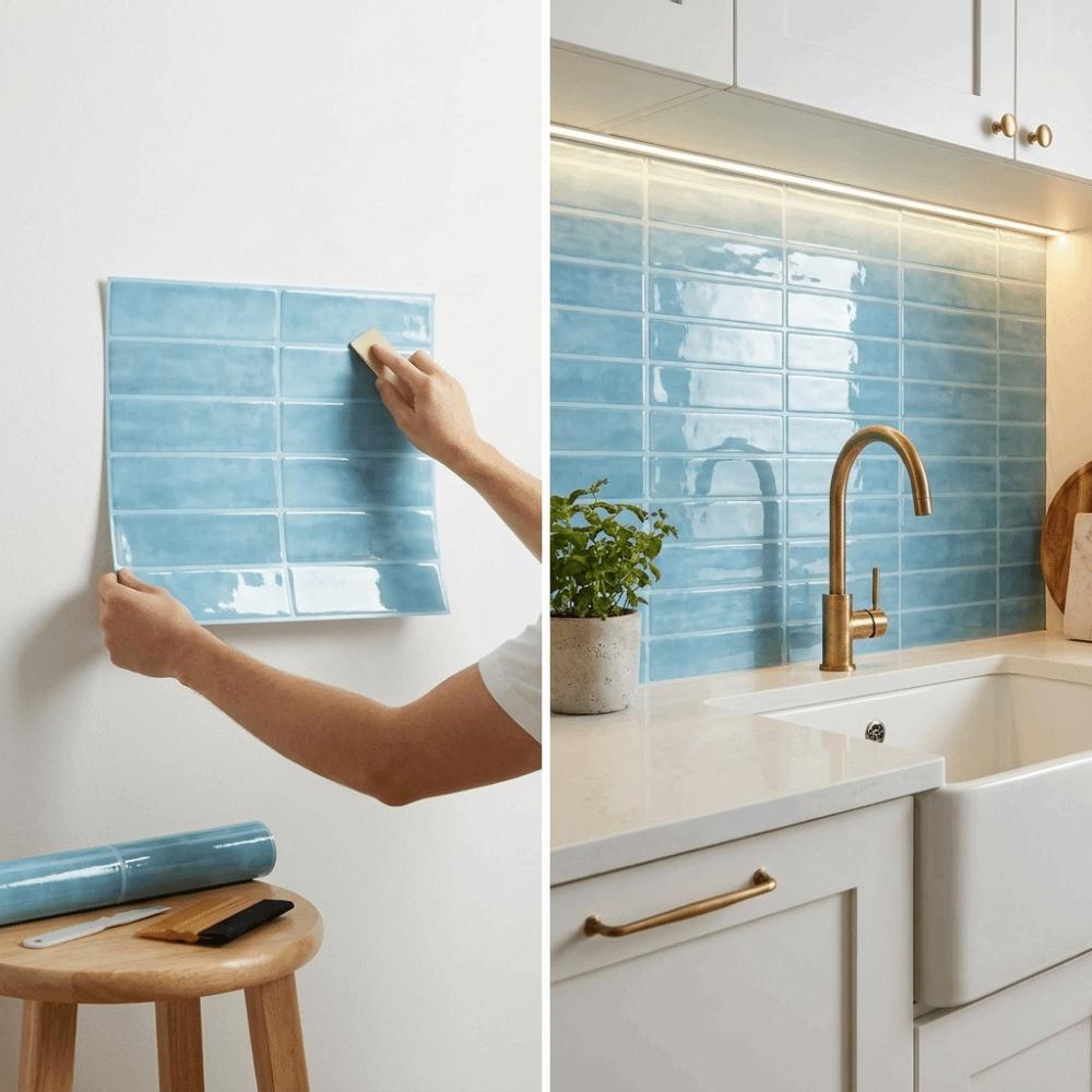 Three-Dimensional Layered 3D Tile Stickers DIY Backsplash Tiles  Indoor Environment