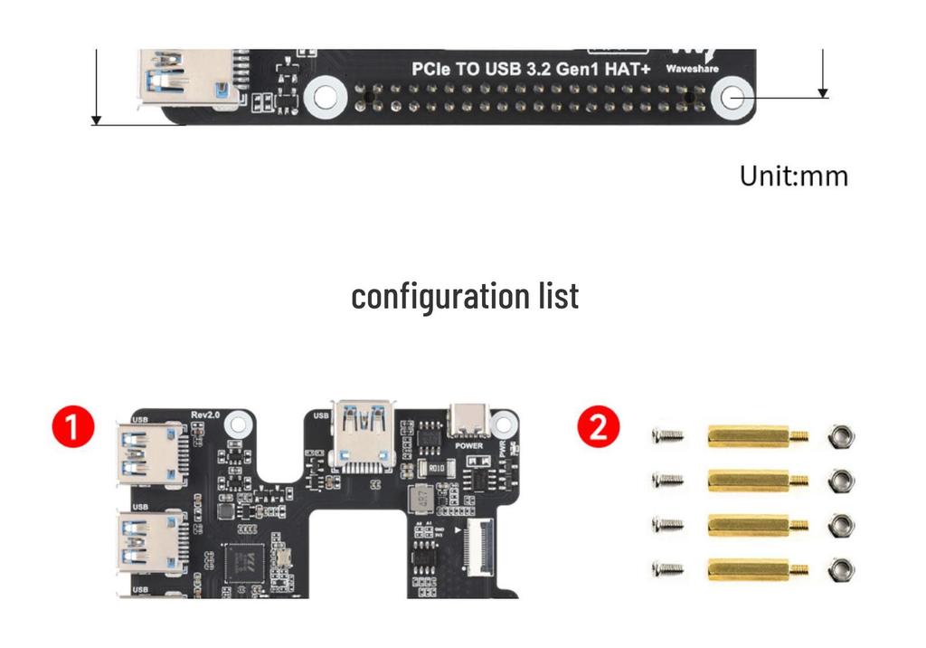 Raspberry Pi 5 PCIe to USB 3.2 Gen1 Adapter: 1-to-4 High-Speed, Driver-Free Expansion Card