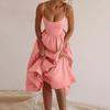 Summer Women's Dress Vintage Elegant Sleeveless Camisole Slim Pleated Sundress Loose Host A Performance Party Long Dress