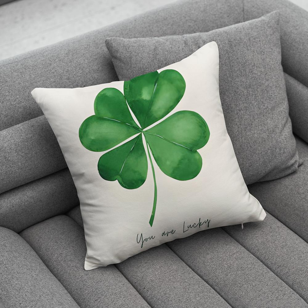 Lucky Four Leaf Clover Pillow Case Soft Cushion Cases for Farmhouse Sofa Decor Home Decorations and Protector